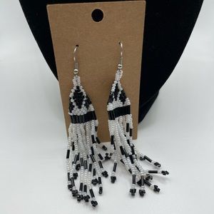 Southwestern Black and White Dangle Earrings Aztec